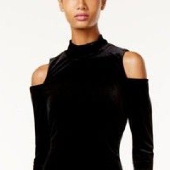 Calvin Klein Velvet Cold Shoulder Blouse Top - Picture 2 of 9
